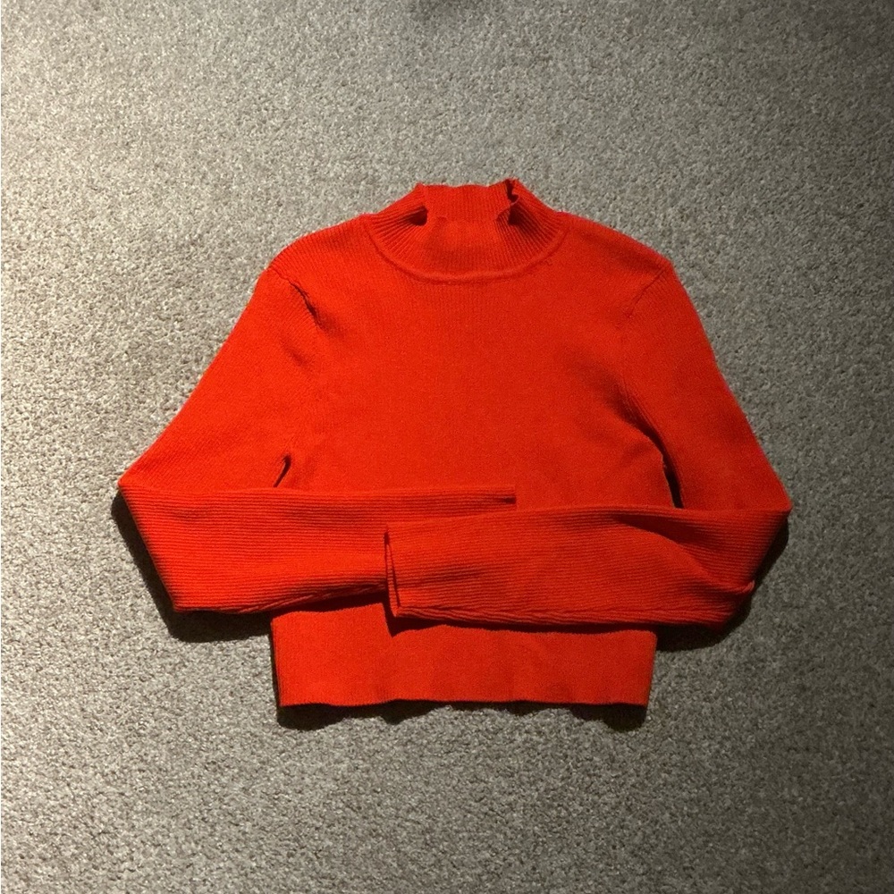 Women's Divided Red Turtleneck Sweater